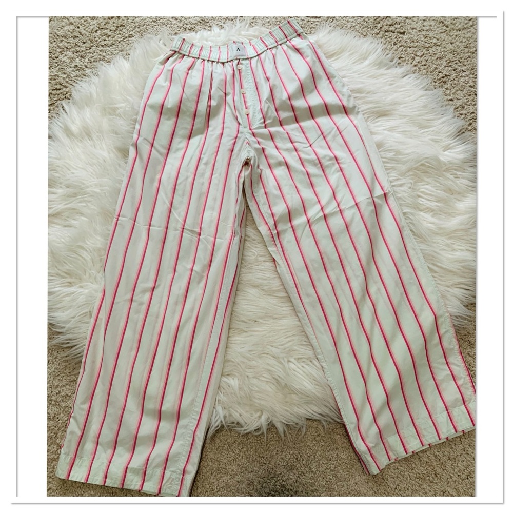 Anthropologie The Wren Boxer Pants Striped Pink Red Size XS